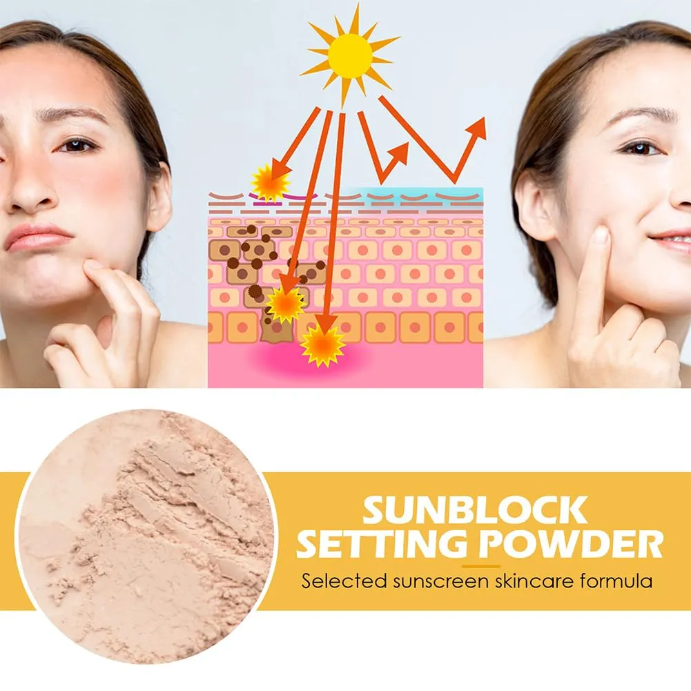 2 Pcs Sunscreen Setting Powder,Mineral Brush Sunscreen Powder,Oil Control,Matte Finish,Moisturizing and Long Lasting,Sunblock Loose Setting Face Powders for All Skin Types (orange, 0.28 oz)