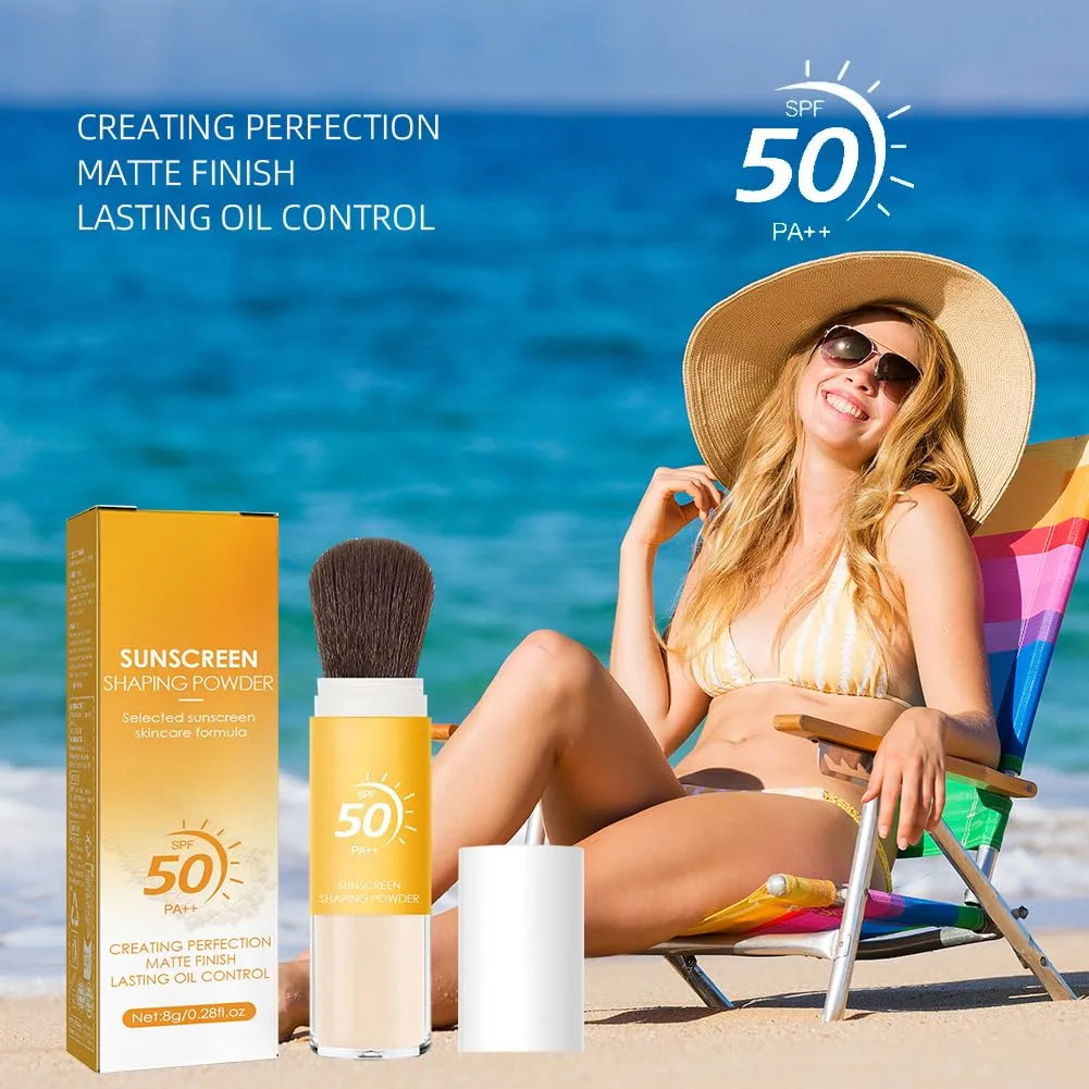 2 Pcs Sunscreen Setting Powder,Mineral Brush Sunscreen Powder,Oil Control,Matte Finish,Moisturizing and Long Lasting,Sunblock Loose Setting Face Powders for All Skin Types (orange, 0.28 oz)