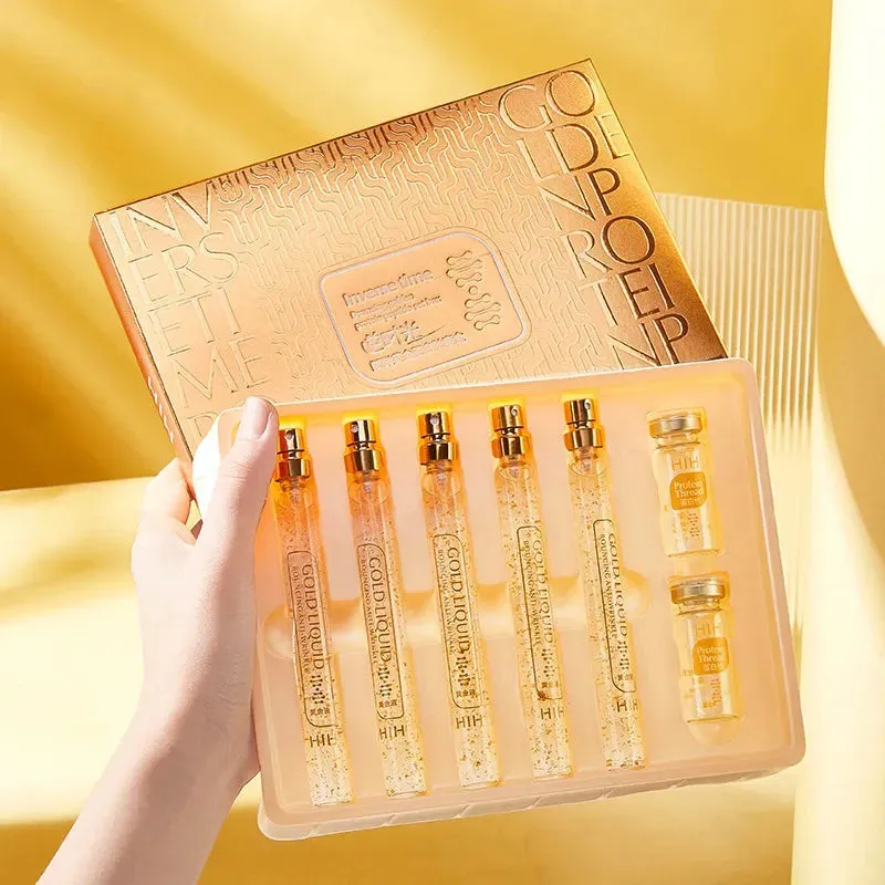 24K Gold Facial Essence - Absorbable Active Collagen Silk Thread Set for Anti-Wrinkle, Anti-Aging, Whitening, Moisturizing, and Facial Shaping.