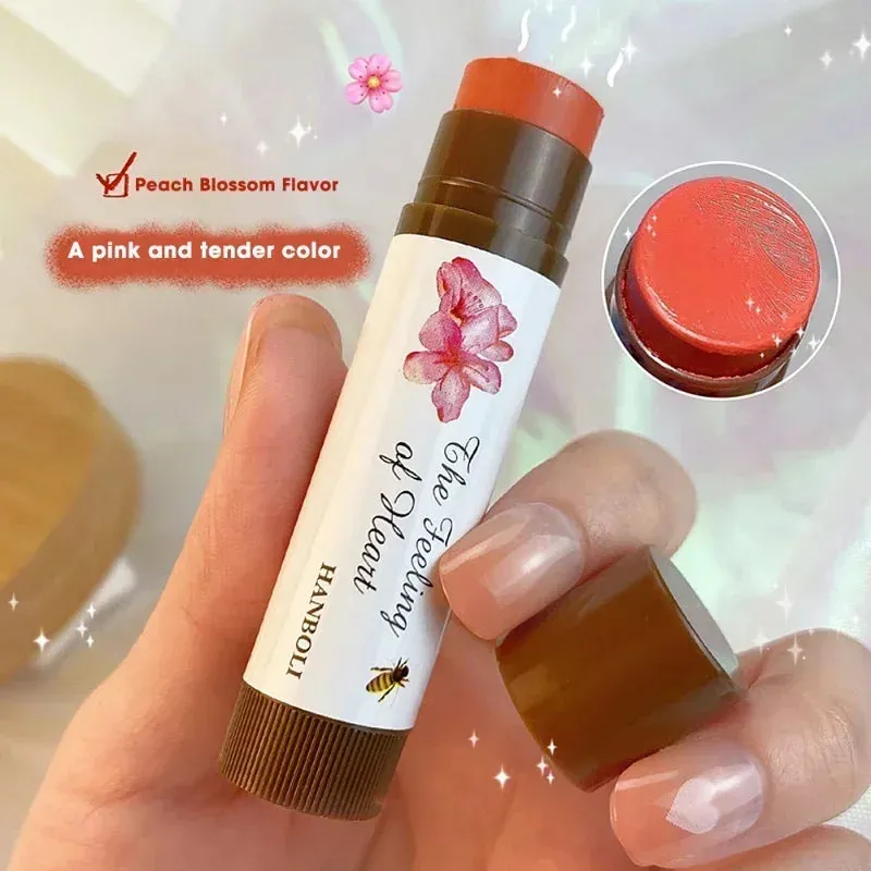 4 Colors Colored Lip Balm - Cute Fruit Moisturizing Lip Tint for Long-Lasting Peach Red Lipstick. Waterproof Women's Lips Makeup Cosmetic.