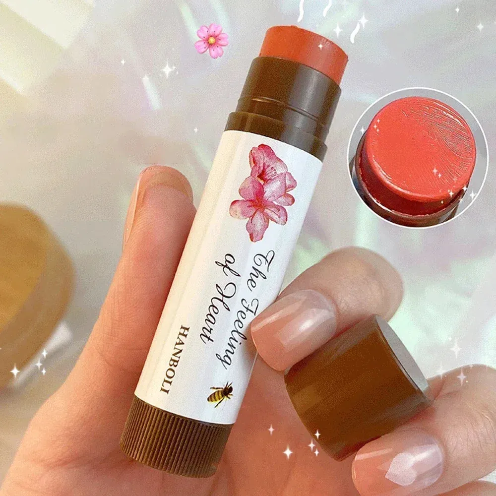 4 Colors Colored Lip Balm - Cute Fruit Moisturizing Lip Tint for Long-Lasting Peach Red Lipstick. Waterproof Women's Lips Makeup Cosmetic.