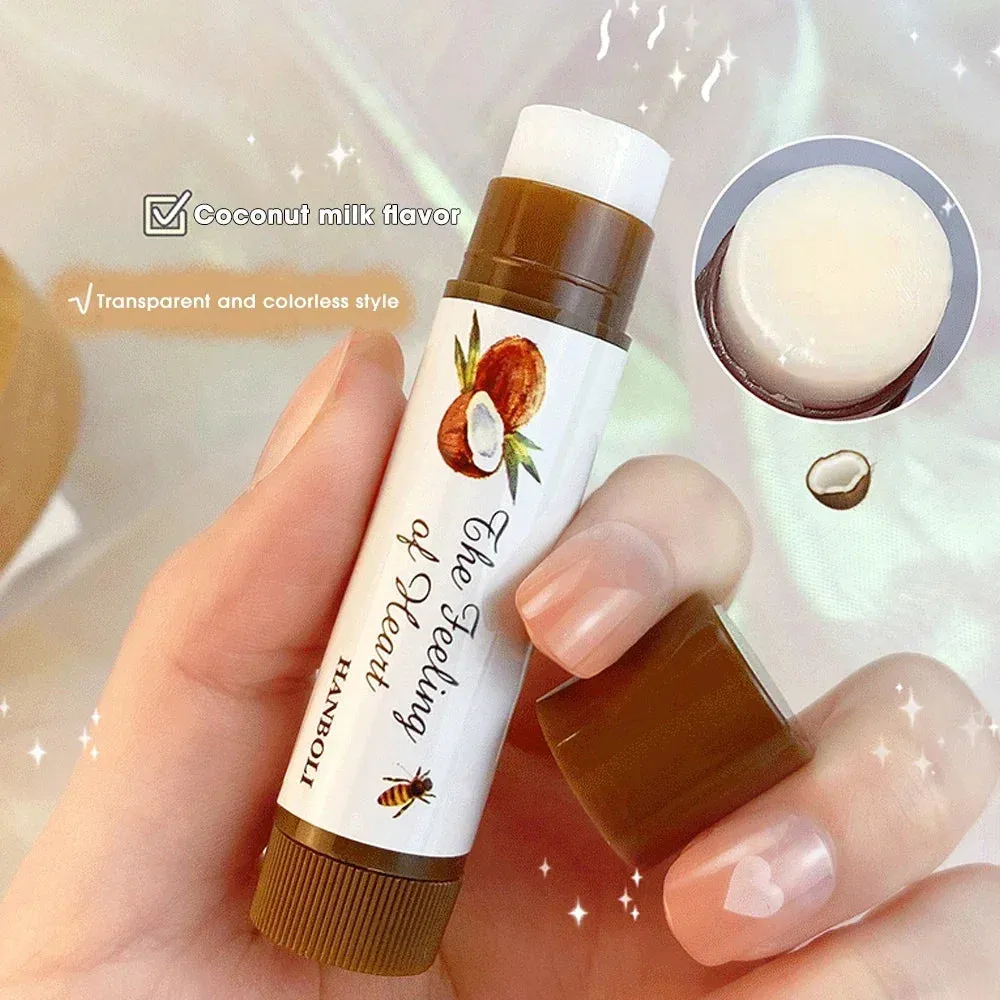 4 Colors Colored Lip Balm - Cute Fruit Moisturizing Lip Tint for Long-Lasting Peach Red Lipstick. Waterproof Women's Lips Makeup Cosmetic.