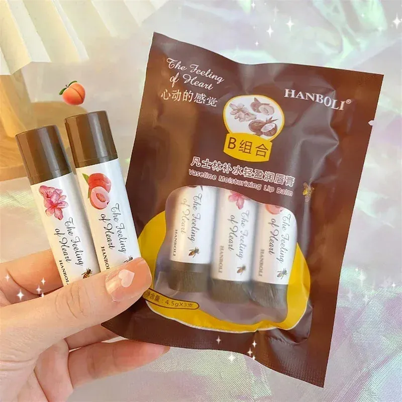 4 Colors Colored Lip Balm - Cute Fruit Moisturizing Lip Tint for Long-Lasting Peach Red Lipstick. Waterproof Women's Lips Makeup Cosmetic.