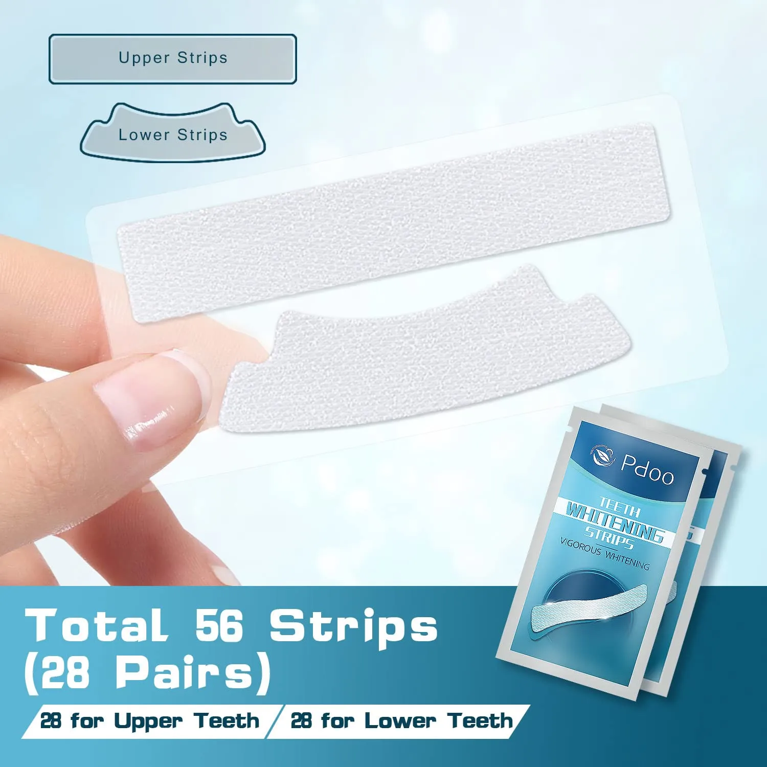 56 Teeth Whitening Strips (28-Day), Non-Sensitive Teeth Whitening Kit, Non-Slip Whitening Strips, Professional Teeth Whitener, Fast-Result Products