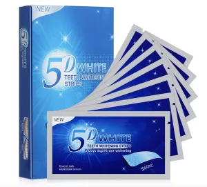 5D Teeth Whitening Strips for Sensitive Teeth, Gel Strips Kit 14 Pcs 7 Treatments for Teeth Whitening Strips Tooth Whitening Strips for 5D White Teeth Whitening Strips (7 Pouches - 14 Strips) 7 pouches - 14 strips