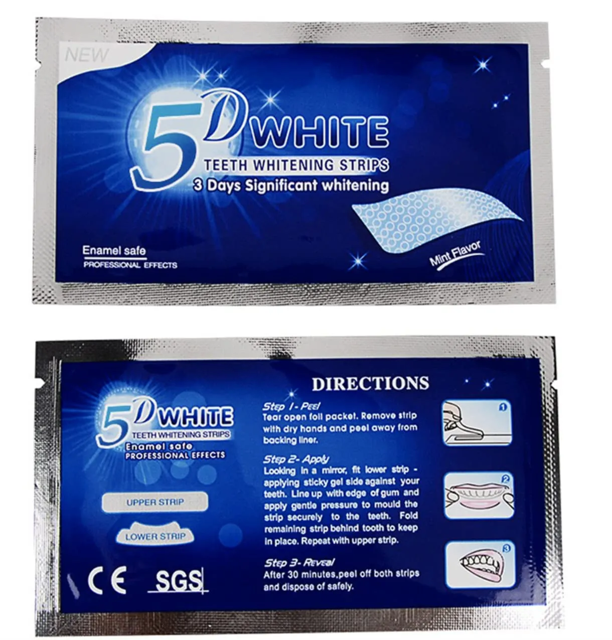 5D Teeth Whitening Strips for Sensitive Teeth, Gel Strips Kit 14 Pcs 7 Treatments for Teeth Whitening Strips Tooth Whitening Strips for 5D White Teeth Whitening Strips (7 Pouches - 14 Strips) 7 pouches - 14 strips