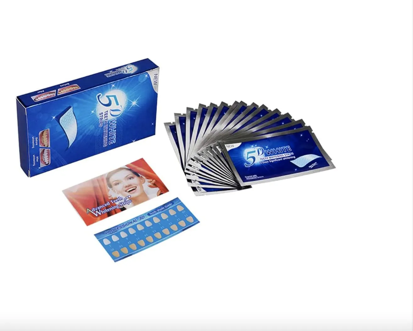 5D Teeth Whitening Strips for Sensitive Teeth, Gel Strips Kit 14 Pcs 7 Treatments for Teeth Whitening Strips Tooth Whitening Strips for 5D White Teeth Whitening Strips (7 Pouches - 14 Strips) 7 pouches - 14 strips