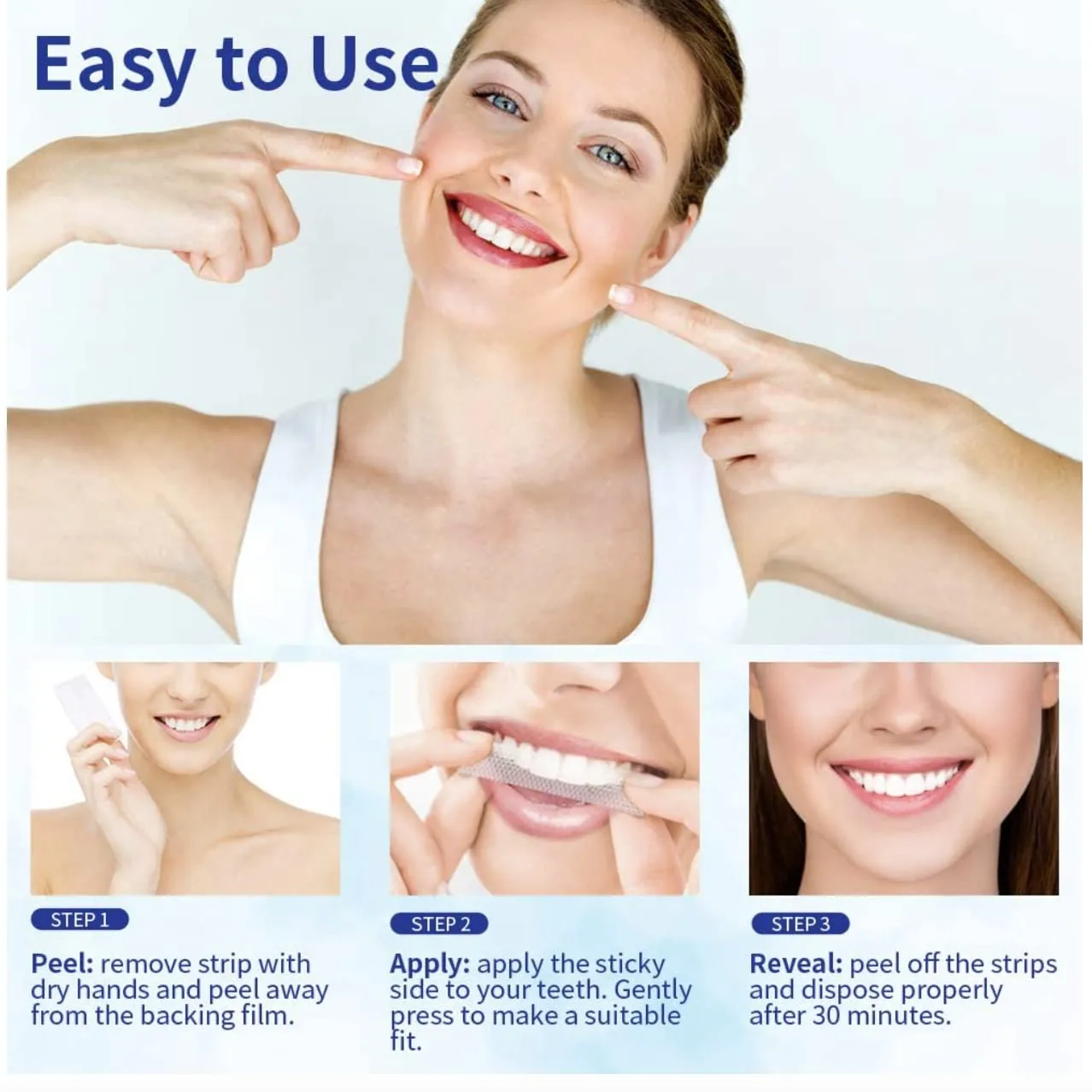5D Teeth Whitening Strips for Sensitive Teeth, Gel Strips Kit 14 Pcs 7 Treatments for Teeth Whitening Strips Tooth Whitening Strips for 5D White Teeth Whitening Strips (7 Pouches - 14 Strips) 7 pouches - 14 strips