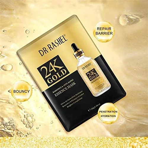 5Pcs DR RASHEL 24k Gold Radiance & Anti-aging Essence Mask 5PCS DRL-1482