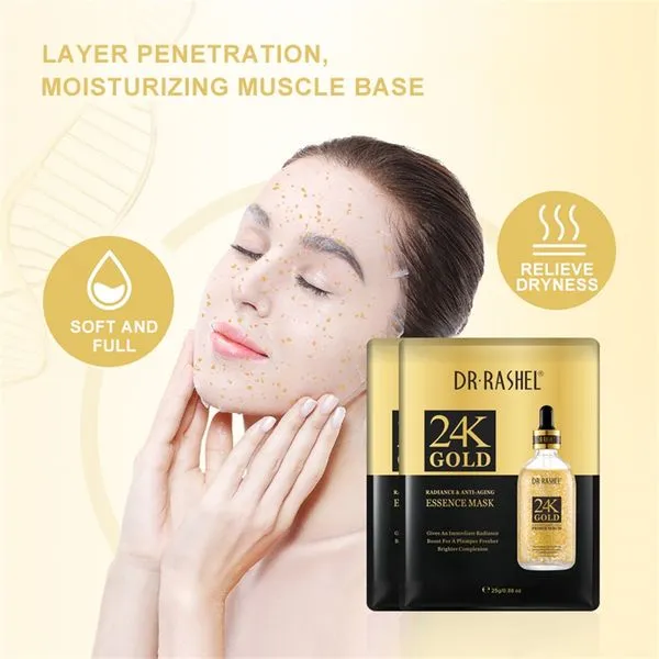 5Pcs DR RASHEL 24k Gold Radiance & Anti-aging Essence Mask 5PCS DRL-1482