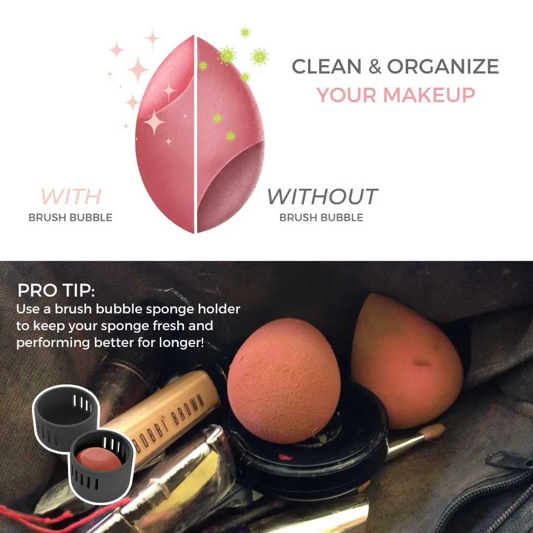 6 piece Rose Pink Makeup Sponge Set - Brush Bubble dual angled beauty sponge for blending liquid foundations, powders & creams, get a flawless blended application, hypoallergenic, latex & cruelty free