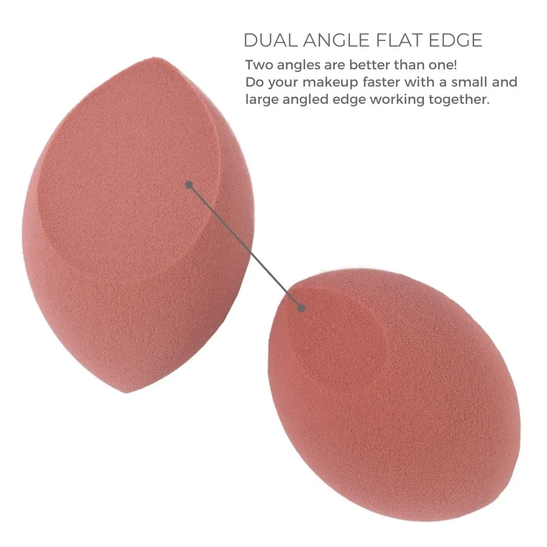 6 piece Rose Pink Makeup Sponge Set - Brush Bubble dual angled beauty sponge for blending liquid foundations, powders & creams, get a flawless blended application, hypoallergenic, latex & cruelty free