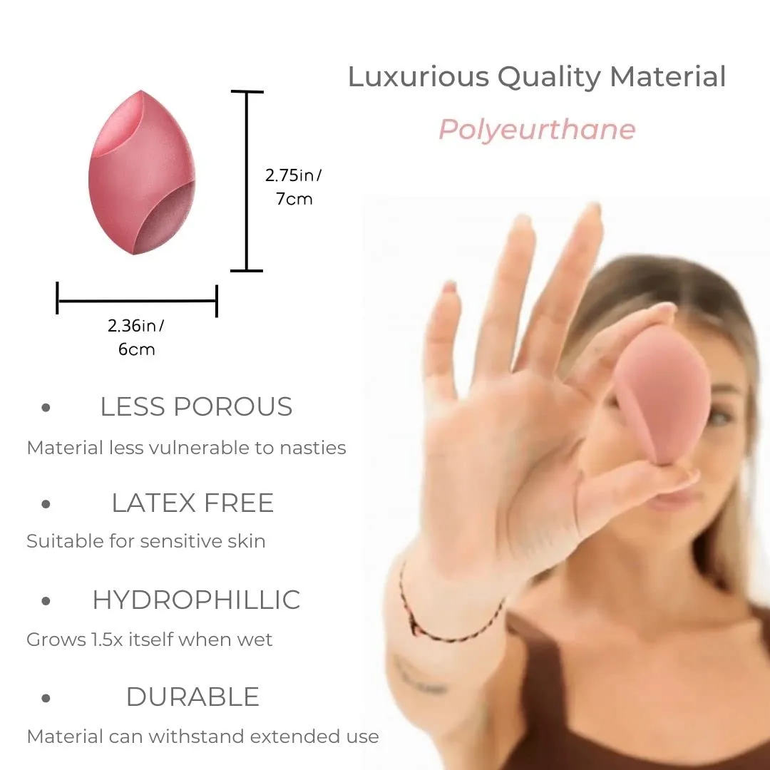6 piece Rose Pink Makeup Sponge Set - Brush Bubble dual angled beauty sponge for blending liquid foundations, powders & creams, get a flawless blended application, hypoallergenic, latex & cruelty free