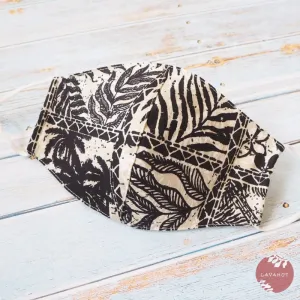 Adjustable Fashion Face Mask • Cream Island Greenery