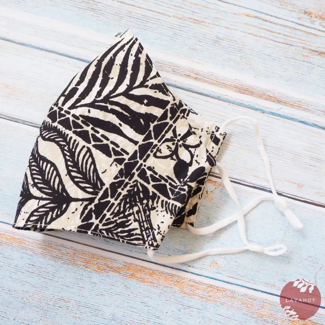 Adjustable Fashion Face Mask • Cream Island Greenery
