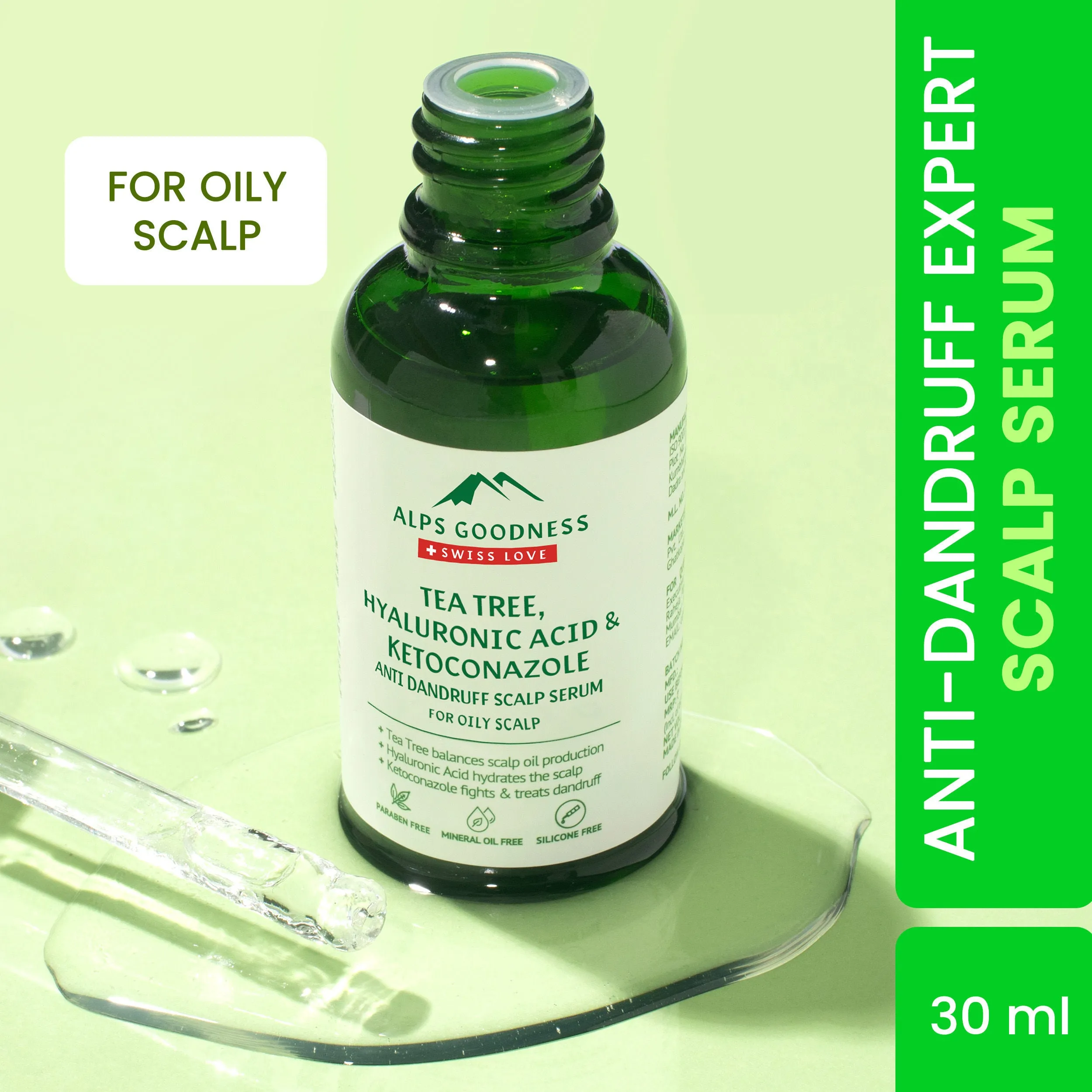 Alps Goodness Tea Tree Oil, Hyaluronic Acid & Ketoconazole Anti Dandruff Scalp Serum For Oily Scalp (30 ml)