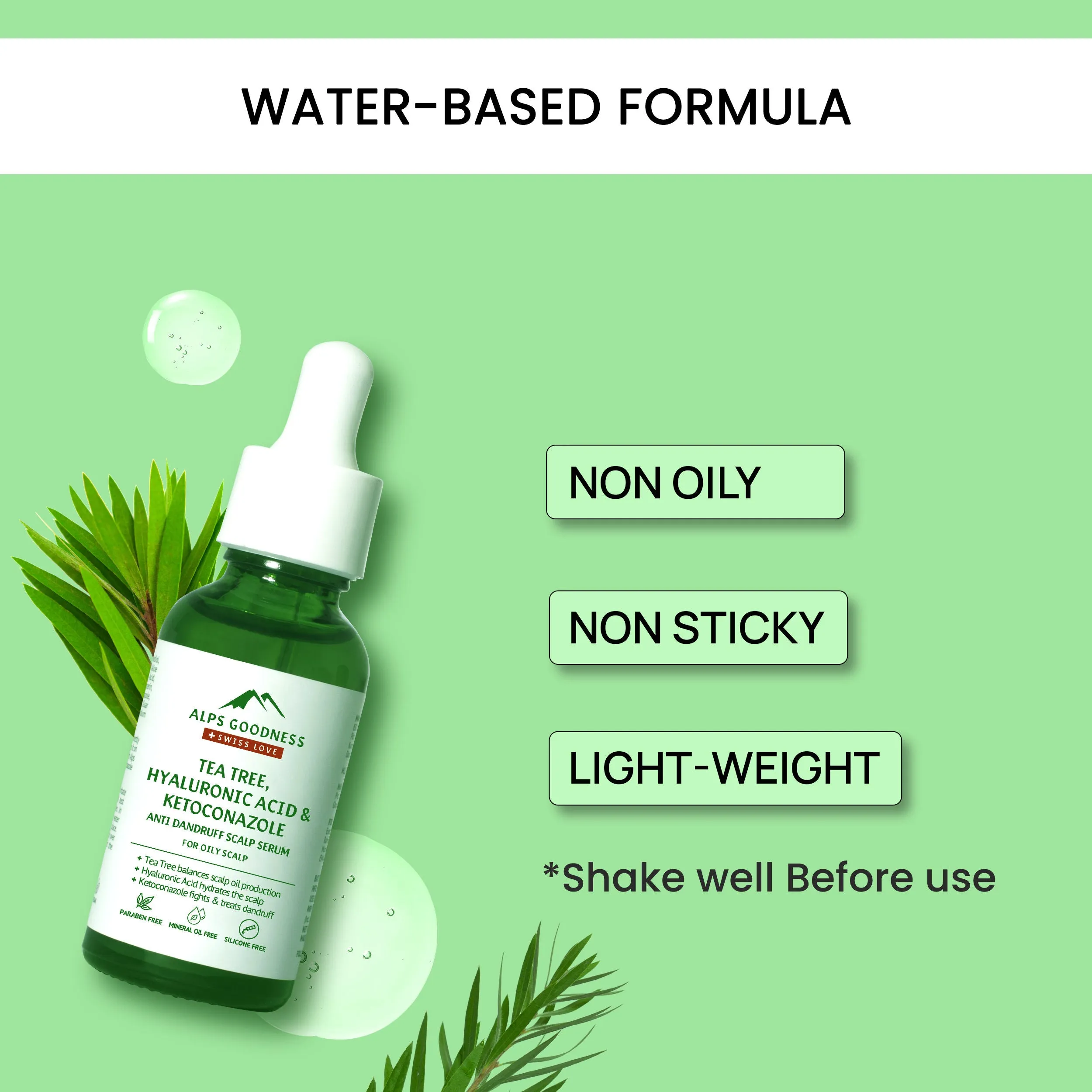 Alps Goodness Tea Tree Oil, Hyaluronic Acid & Ketoconazole Anti Dandruff Scalp Serum For Oily Scalp (30 ml)