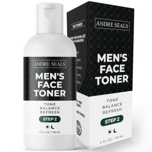 Andre Seals Face Toner for Men | Organic Witch Hazel, Hyaluronic Acid & Green Tea | Pore Minimizer, Astringent, Face Tightener, Hydrating Toner | Facial Toner for Men & Men Skin Care - 4 oz