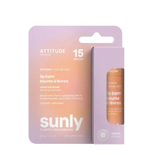 Attitude - Sunly Lip Balm SPF 15 - Coconut, 8.5 g