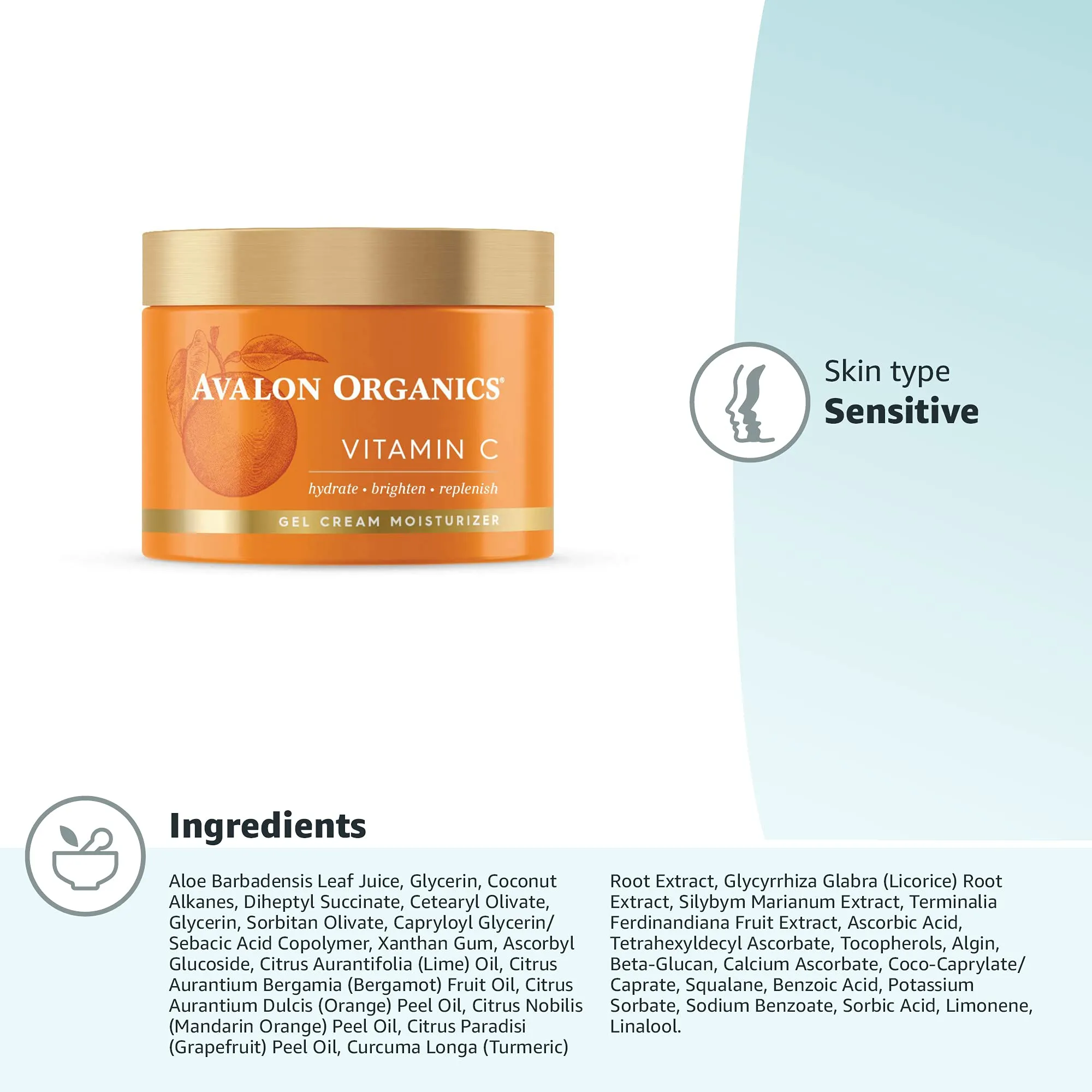 Avalon Organics Gel Cream Moisturizer with Vitamin C, 1.7 Oz