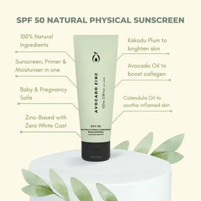 Avocado Zinc SPF50 Natural Physical Sunscreen
