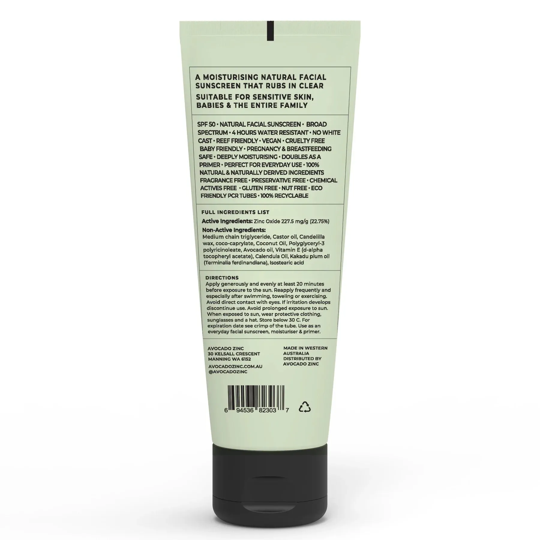 Avocado Zinc SPF50 Natural Physical Sunscreen