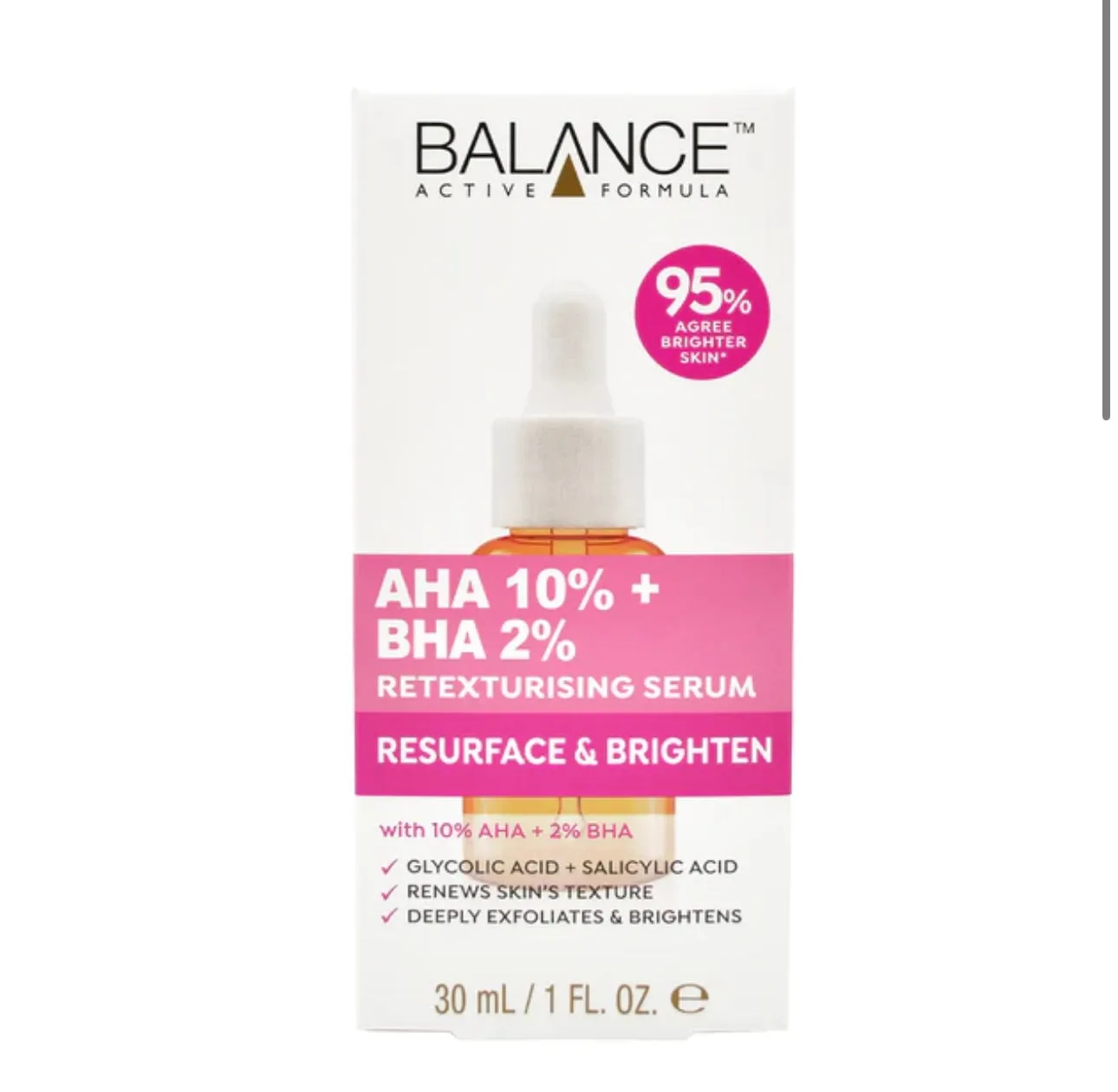 Balance Active Formula AHA 10%   BHA 2% Tetexturising Serum 30ml