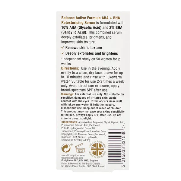 BALANCE ACTIVE FORMULA AHA & BHA SERUM 30ML
