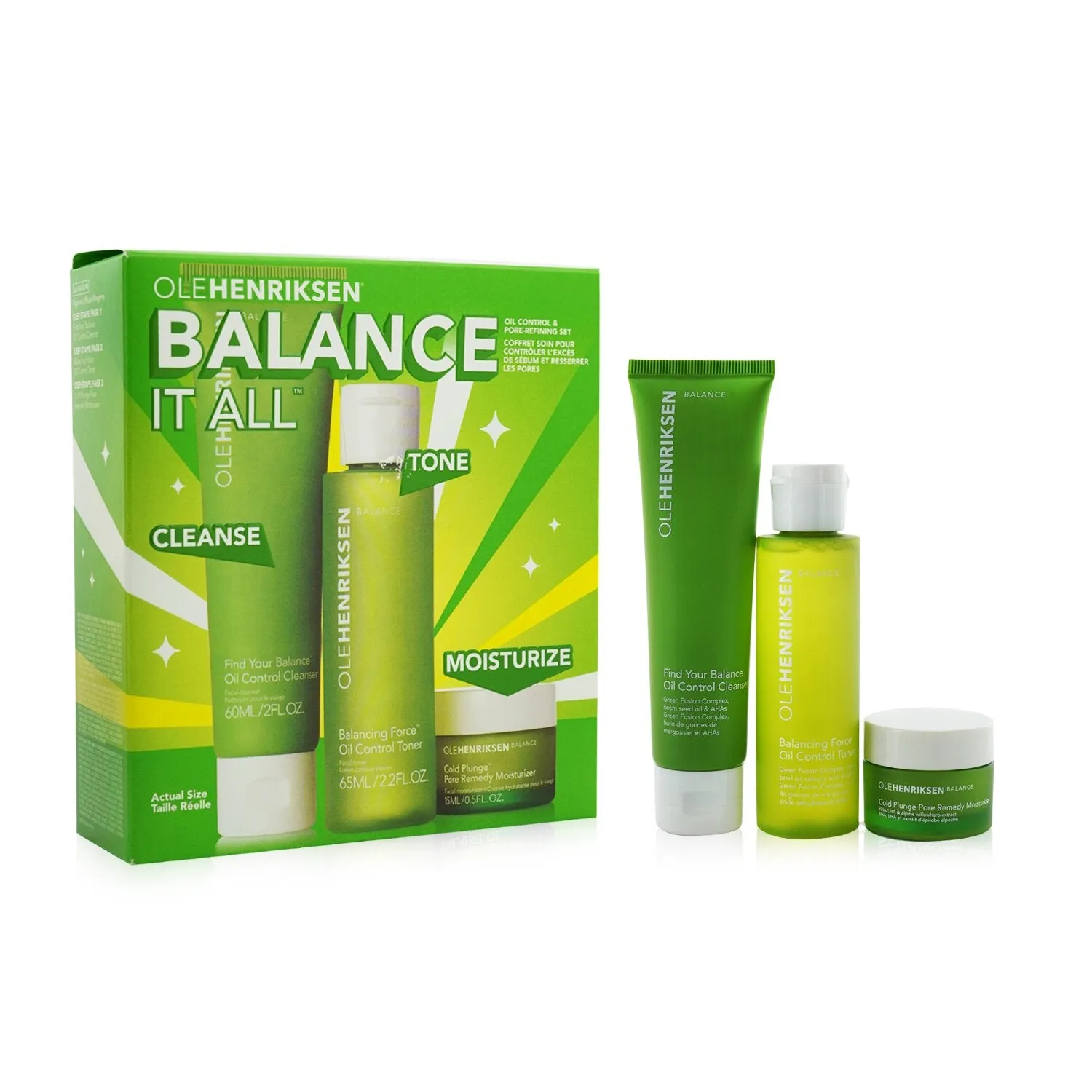 Balance It All Oil Control & Pore-Refining Set: Cleanser 60ml   Toner 65ml   Moisturizer 15ml