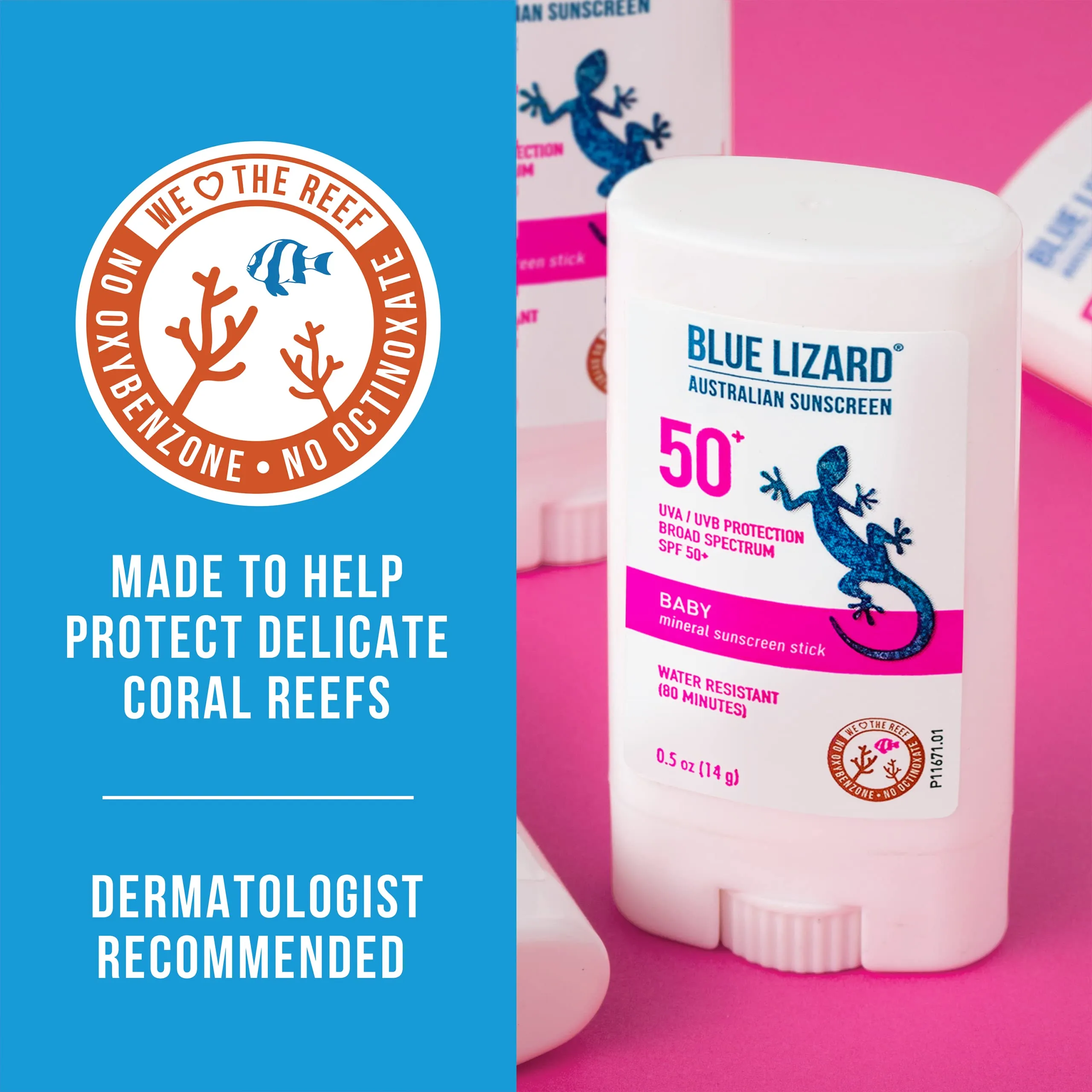 Blue Lizard BABY Mineral Sunscreen Stick with Zinc Oxide, SPF 50 , Water Resistant, UVA/UVB Protection - Easy to apply, Fragrance Free, .5 oz 0.5 Ounce (Pack of 1)
