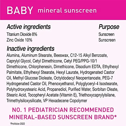 BLUE LIZARD Baby Mineral Sunscreen with Zinc Oxide, SPF 50 , Water Resistant, UVA/UVB Protection with Smart Cap Technology - Fragrance Free, 3 Ounce Tube (Pack of 2)