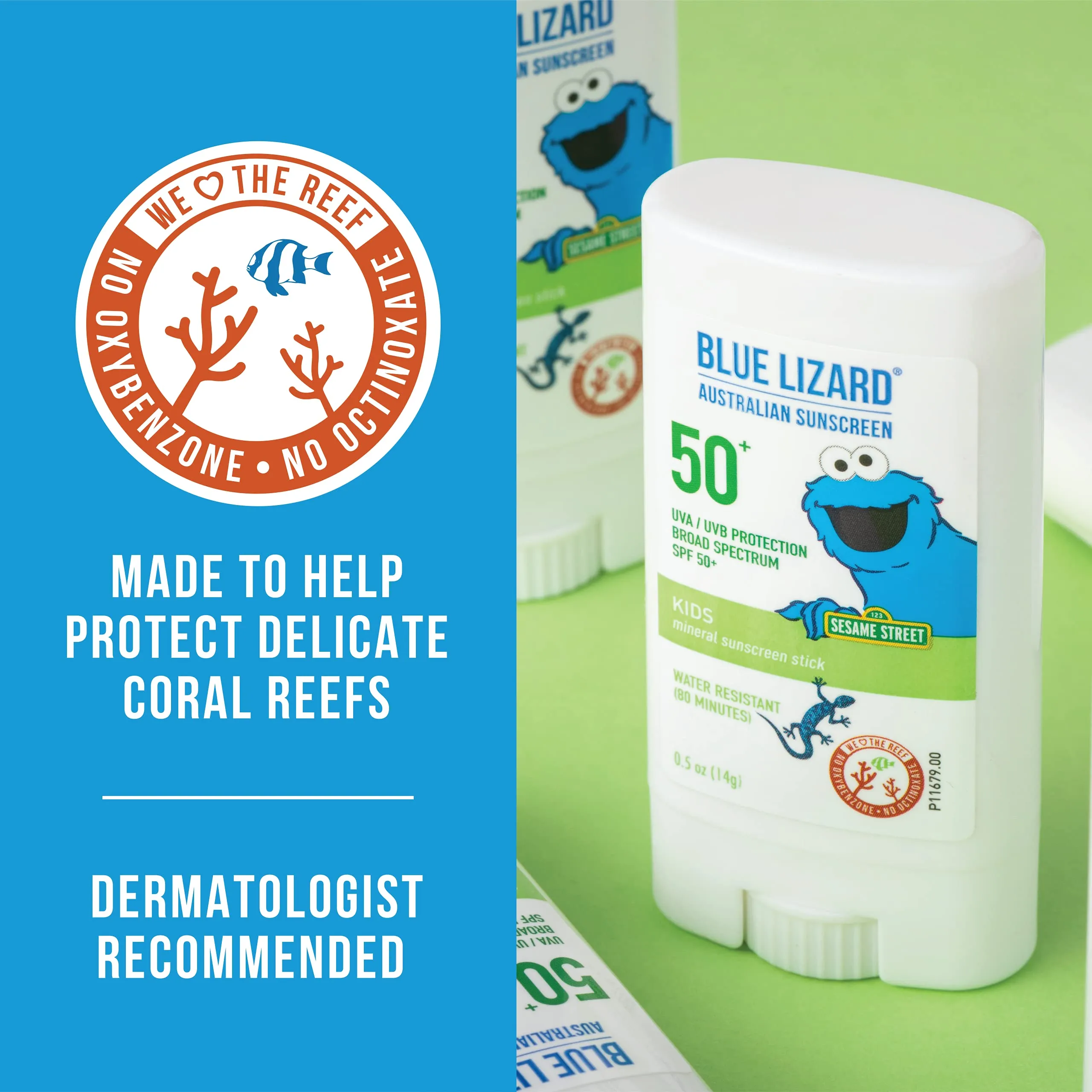 Blue Lizard Kids Mineral Sunscreen Stick with Zinc Oxide, SPF 50 , Water Resistant, UVA/UVB Protection - Easy to Apply, Fragrance Free.5 oz 0.5 Ounce (Pack of 1)