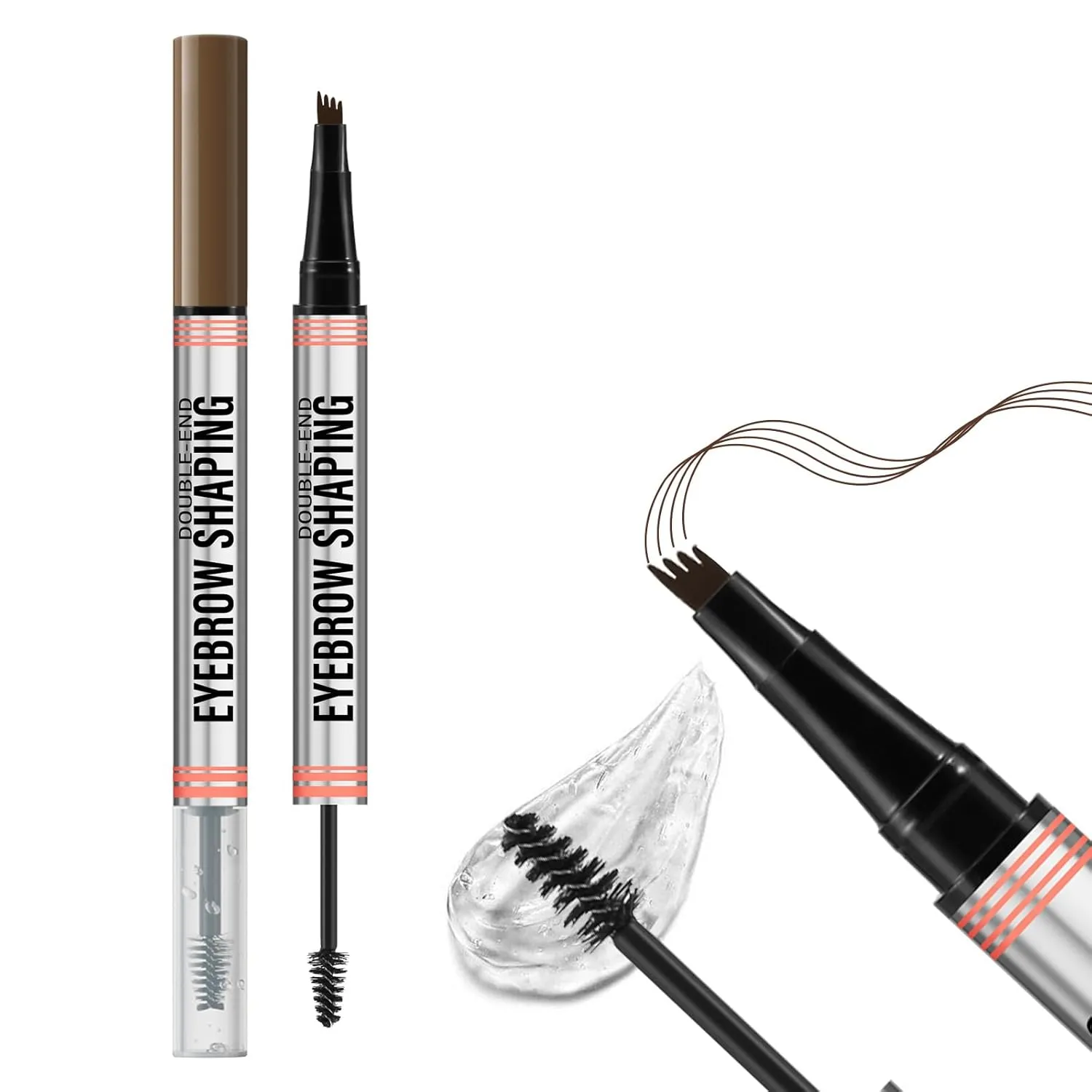 Boobeen 2-in-1 Eyebrow Pen and Clear Brow Gel, Microblading Eyebrow Pencil and Clear Brow & Lash Mascara, Eye Brow Shaping and Defining kit for Natural Looking