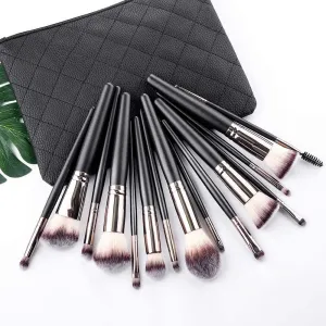 Brush Set 7pc Makeup Brush Synthetic Soft Artificial Wool Mane Foundation Concealer Eye Shadow Lip Liner Eyebrow Makeup Brush Set (Black)