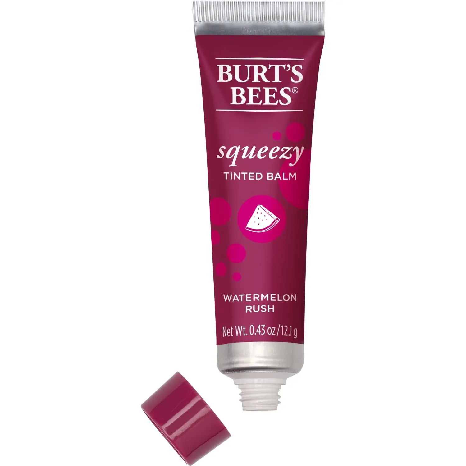 Burt's Bees 100% Natural Origin Squeezy Tinted Lip Balm, Watermelon Rush, 0.43 Ounce Squeeze Tube