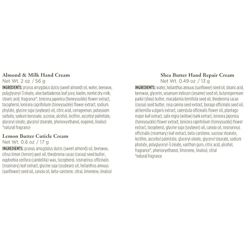 Burt's Bees Gifts Ideas - Hand Repair Set, 3 Hand Creams plus Gloves - Almond Milk Hand Cream, Lemon Butter Cuticle Cream, Shea Butter Hand Repair Cream