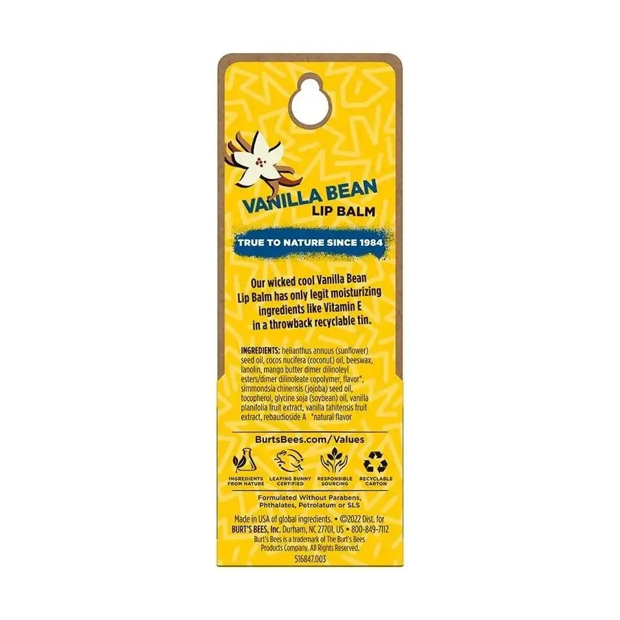 Burt's Bees Vanilla Bean Lip Balm 0.3 oz. Container