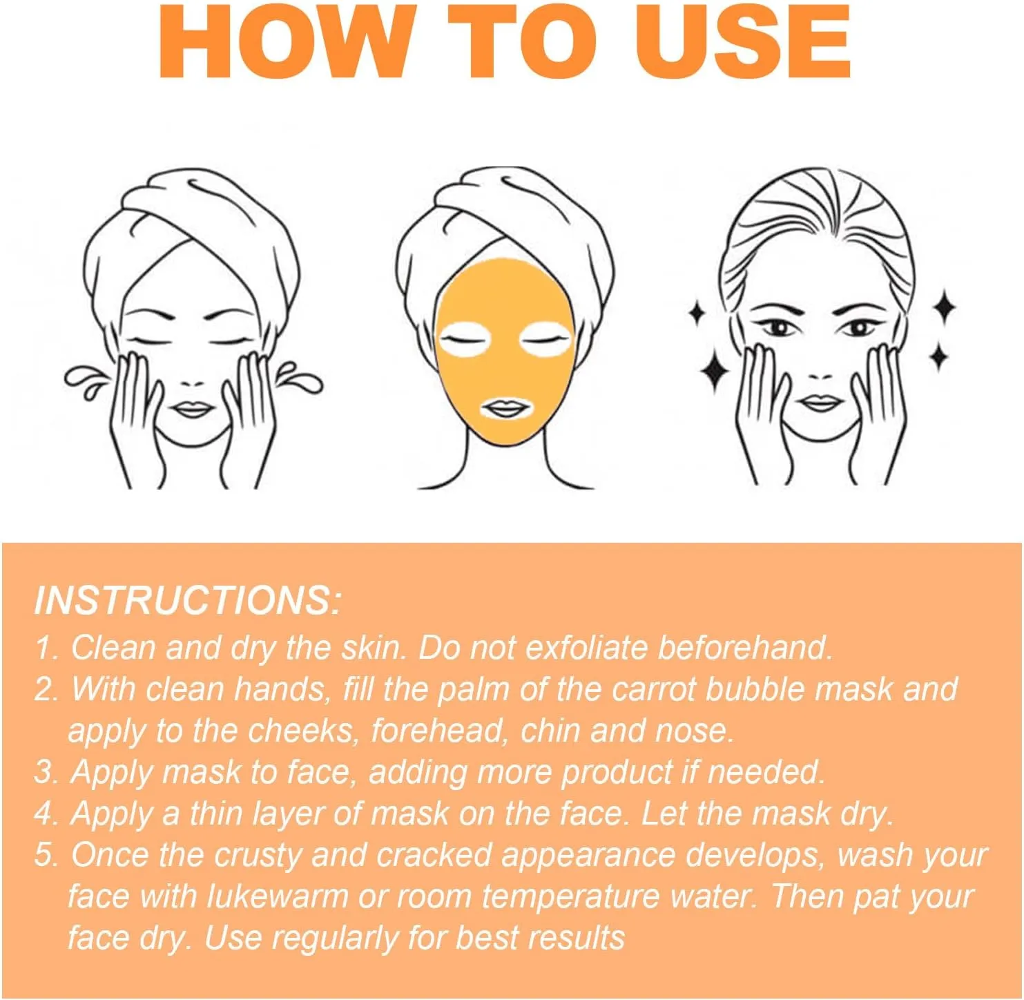 Carrot Foam Mask with Acid Complex Deep Bubble Cleaning Pore Cleansing , Blackhead removal, Exfoliation, Moisturizing (4gm x 12pcs Pack)