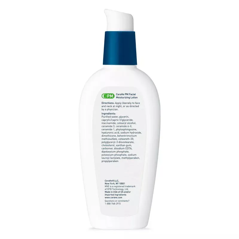 CeraVe Face Moisturizer PM Facial Moisturizing Lotion Night Cream for Normal to Oily Skin ( 89ml )