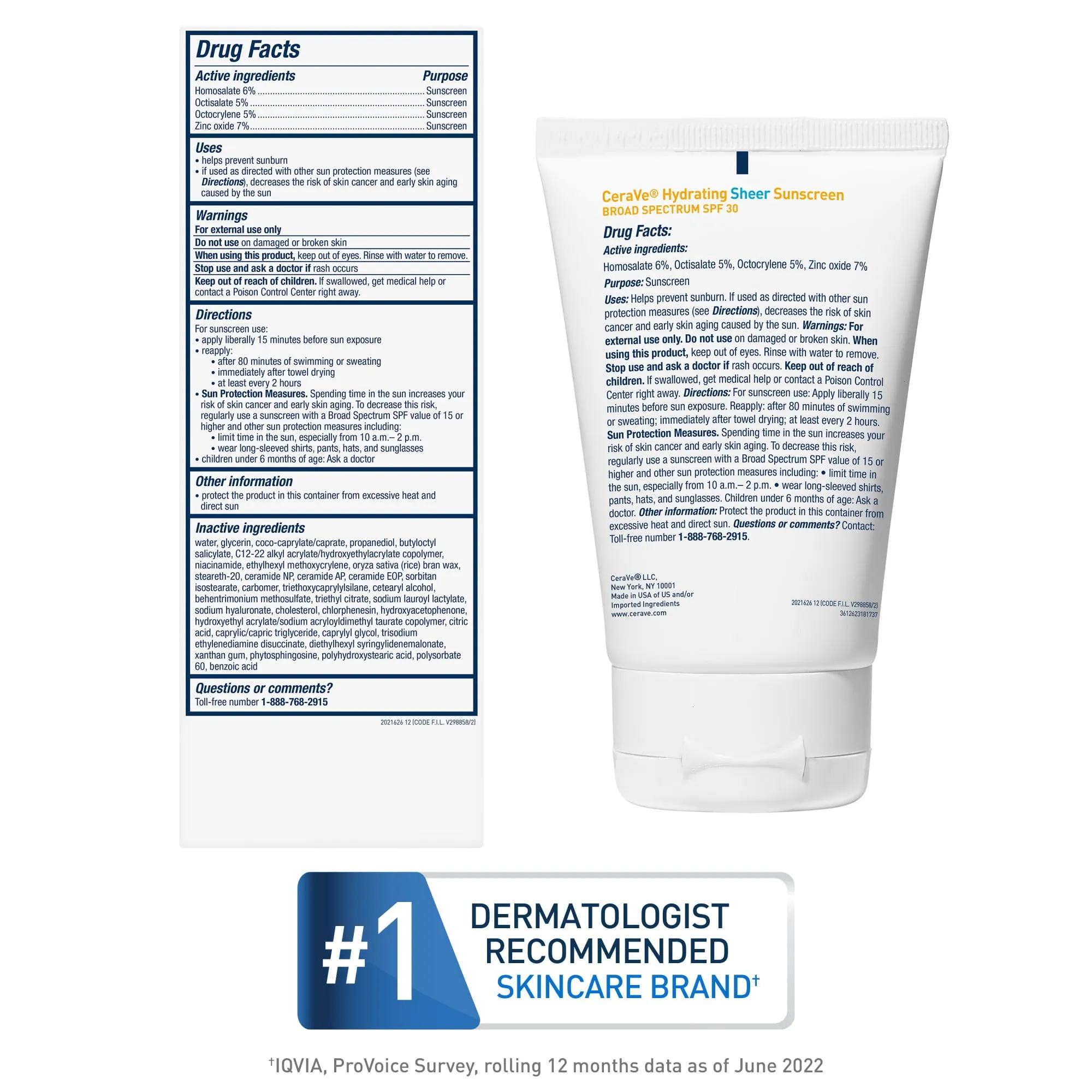 CeraVe Hydrating Sheer Sunscreen Lotion for Face & Body, SPF 30, 3 fl oz