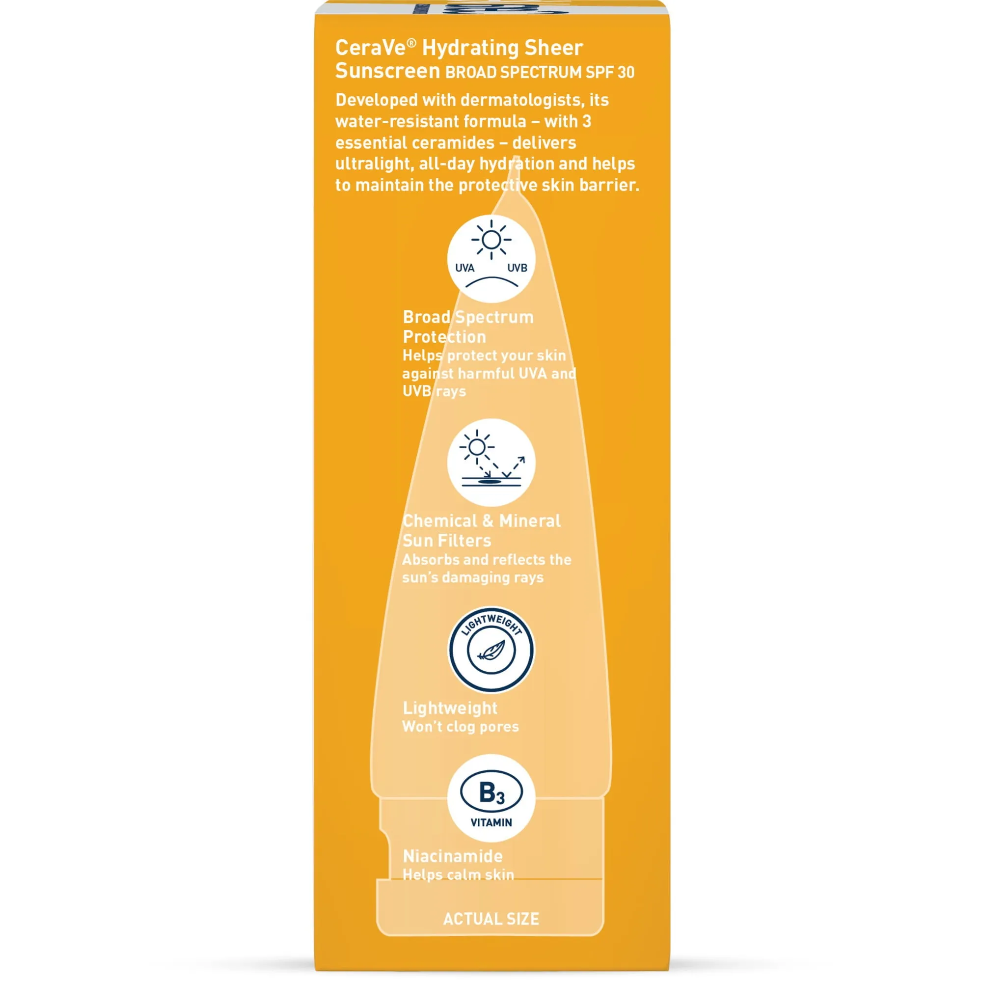 CeraVe Hydrating Sheer Sunscreen Lotion for Face & Body, SPF 30, 3 fl oz
