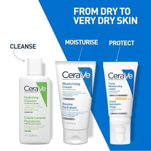 CeraVe Moisturizing Cream For Dry To Very Dry Skin (50ml) - Formulated with 3 Essential Ceramides And Hyaluronic Acid | Non-Comedogenic Moisturizer For Face and Body
