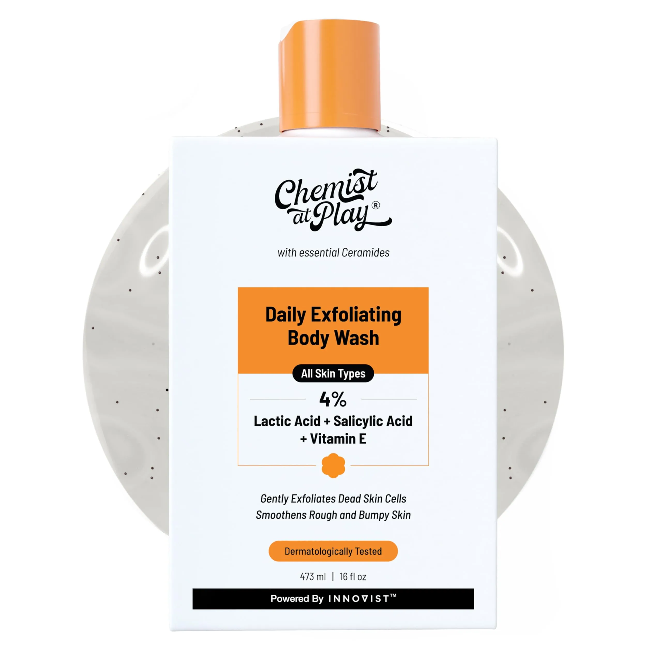 Chemist At Play Body Wash Exfoliating For Dry Rough Bumpy Strawberry Skin With 1% Salicylic Acid 2% Lactic Acid And Ceramides For Men And Women 16 Ounce