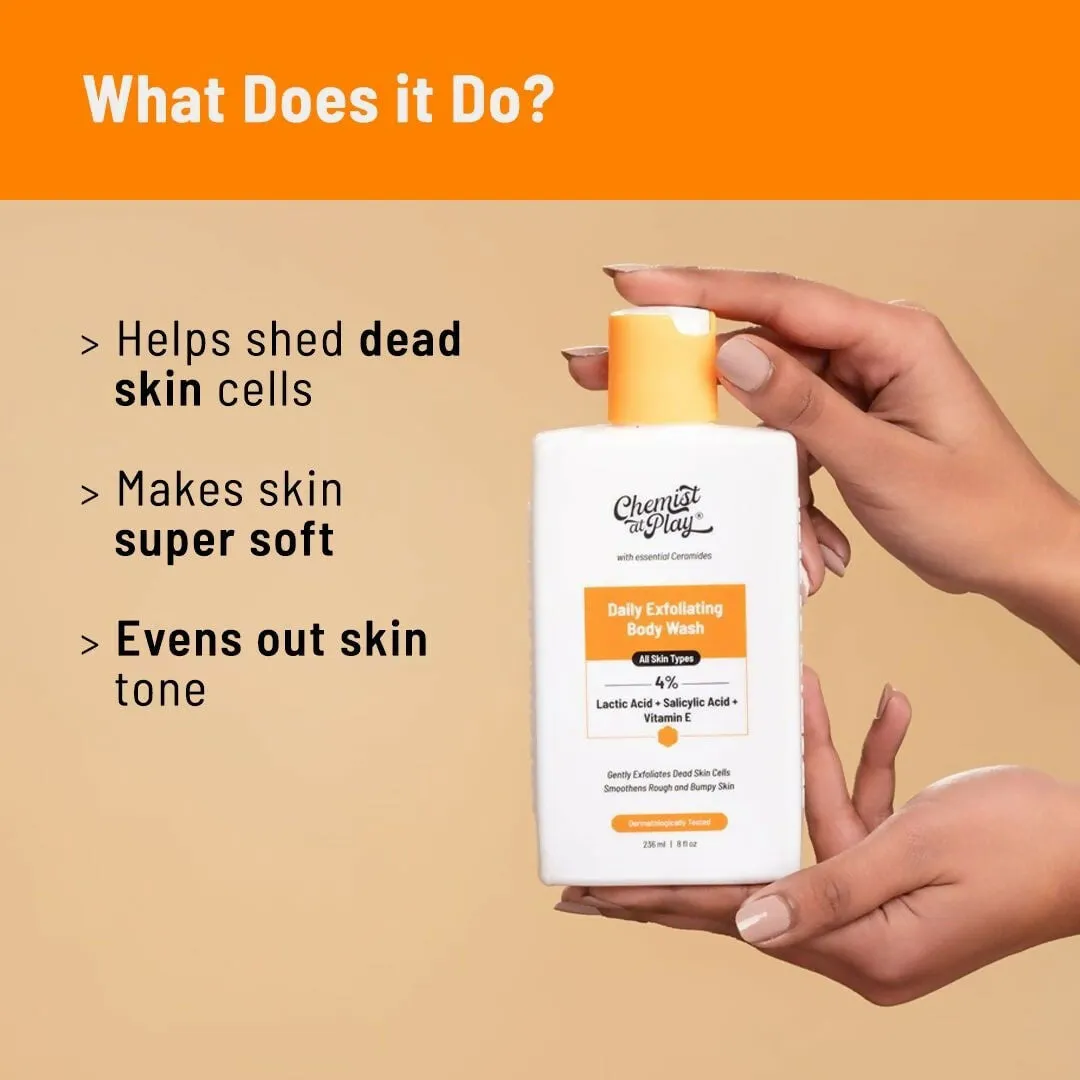 Chemist At Play Exfoliating Body Wash   Exfoliating Body Scrub For Tan Removal Combo