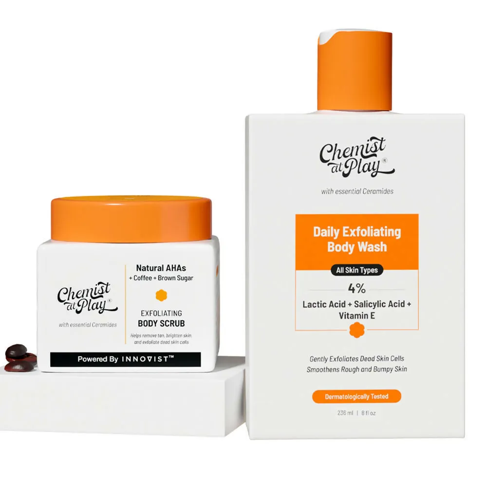 Chemist At Play Exfoliating Body Wash   Exfoliating Body Scrub For Tan Removal Combo