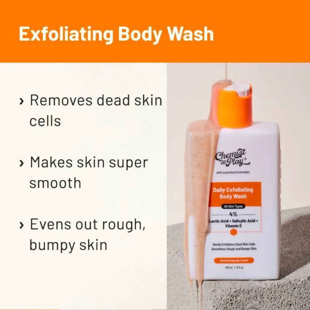 Chemist At Play Lactic Acid Exfoliating Body Wash & AHA Underarm Roll-On Combo