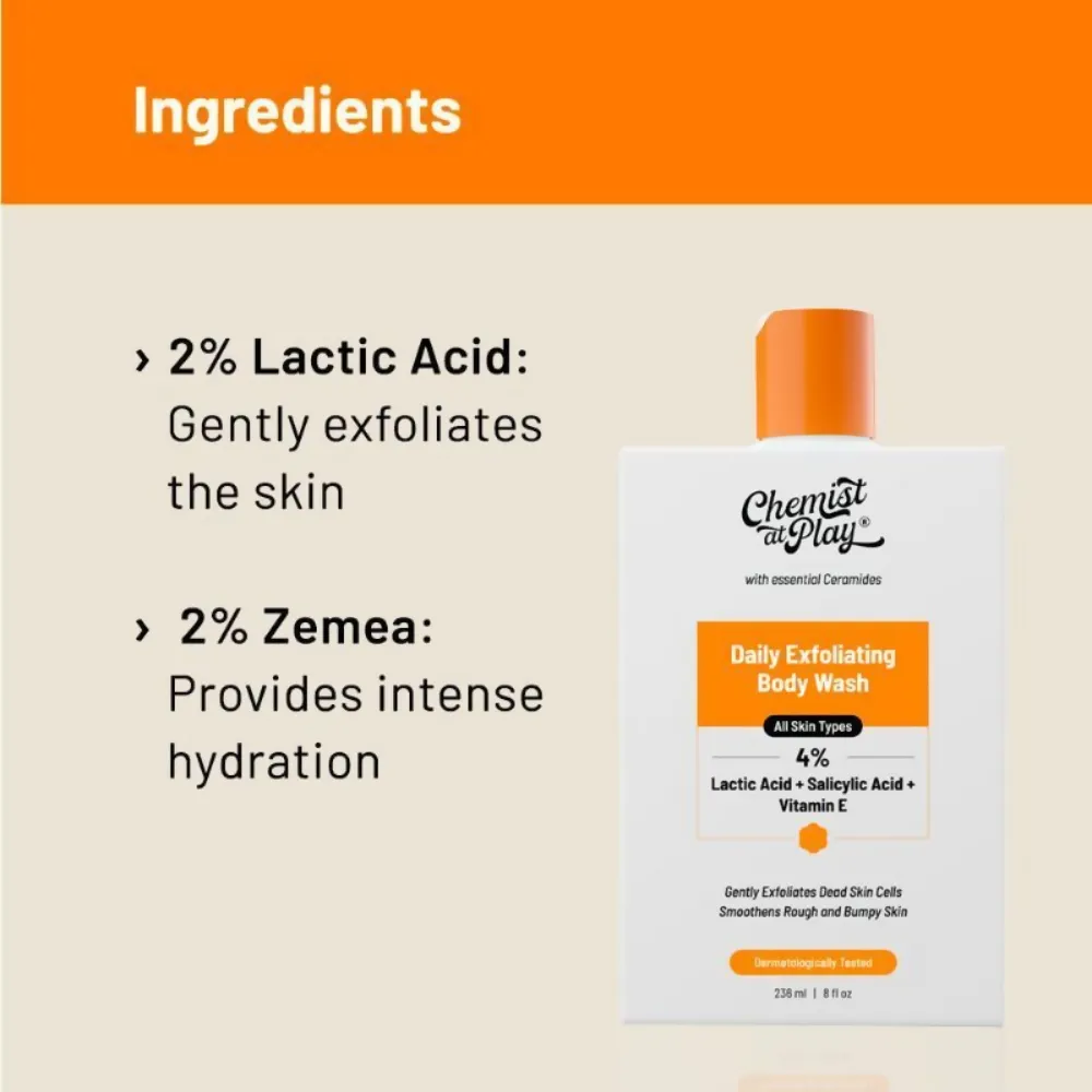 Chemist At Play Lactic Acid Exfoliating Body Wash & AHA Underarm Roll-On Combo