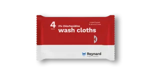 CHLORHEXIDINE 2% WASH CLOTHS BODY CLEANSING ALCOHOL FREE PACK OF 4