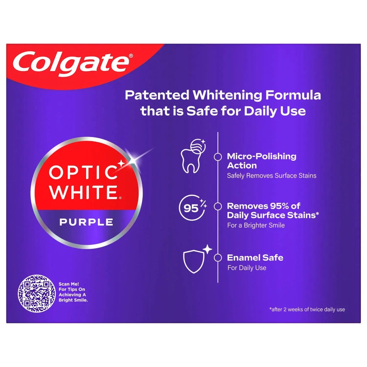 Colgate Optic White Purple Whitening Toothpaste, 4.2 oz., 4 pk.