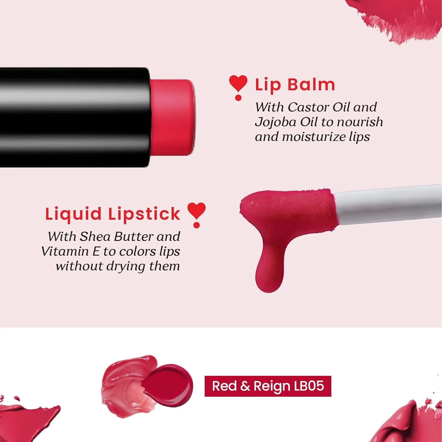 Color Cupid 2 in 1 Tinted Lip Balm   Liquid Lipstick - Red & Reign